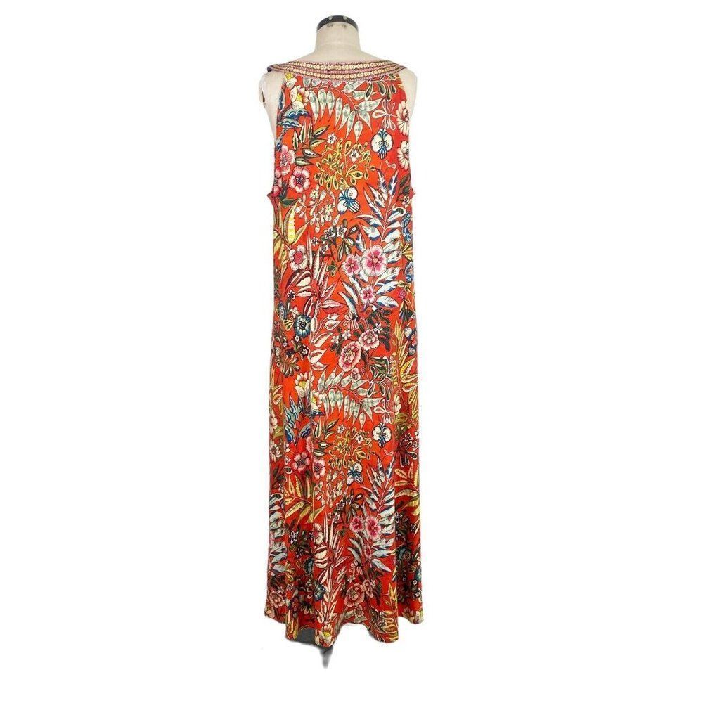 Soft Surroundings Red Floral V-Neck Maxi Dress - Picture 7 of 13
